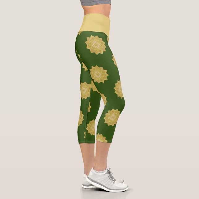 Flower Of Life - Indian Mandala 4 Capri Leggings (Right)