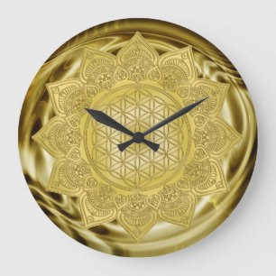 Flower Of Life - Indian Mandala 4 Large Clock