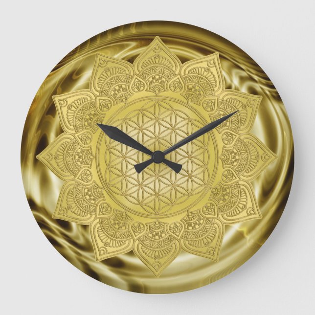 Flower Of Life - Indian Mandala 4 Large Clock (Front)