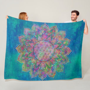 Flower Of Life - Indian Mandala 7c Fleece Blanket