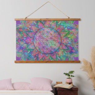 Flower Of Life - Indian Mandala 7c Hanging Tapestry