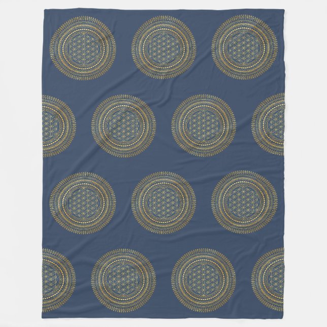 Flower Of Life - Indigenous Mandala 2 Fleece Blanket (Front)