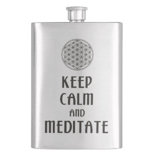 Flower of Life - KEEP CALM and MEDITATE Hip Flask