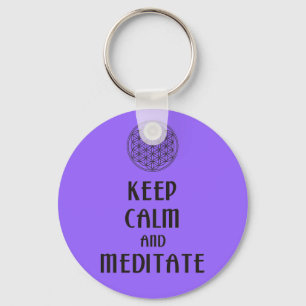 Flower of Life - KEEP CALM and MEDITATE Key Ring