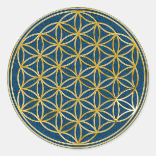 Flower of life   little dark blue splatter BG Classic Round Sticker