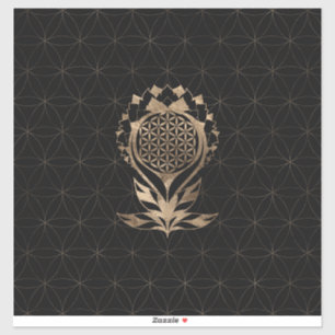 Flower of Life Lotus - Black and Gold