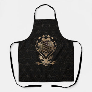 Flower of Life Lotus - Black and Gold Apron