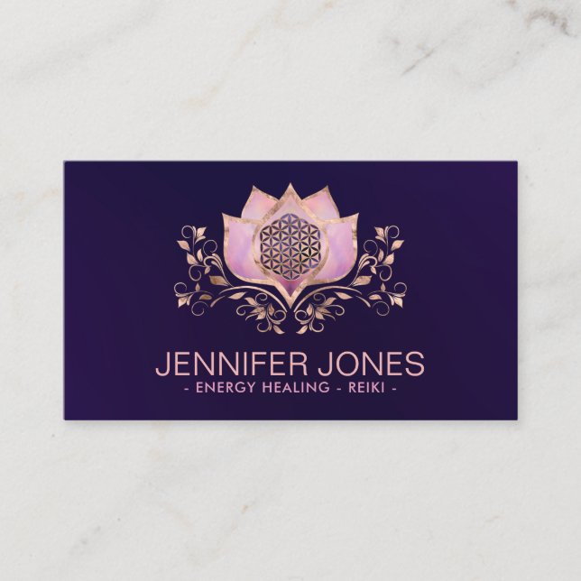 Flower of life lotus flower ornament  business card (Front)