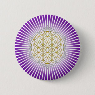 Flower Of Life - Lotus gold silver 6 Cm Round Badge