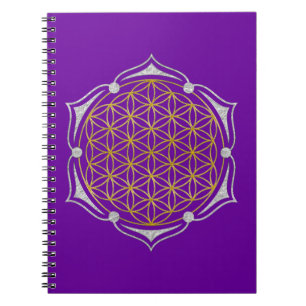 Flower Of Life - Lotus gold silver Notebook