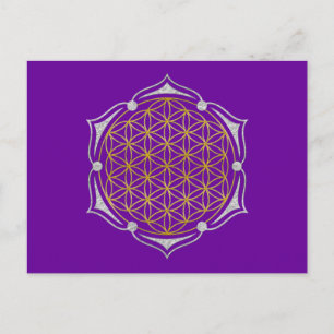 Flower Of Life - Lotus gold silver Postcard