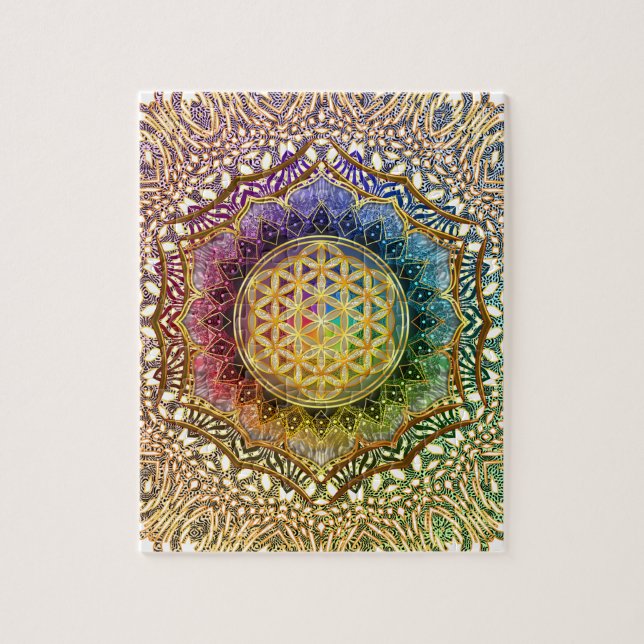 Flower of Life Lotus Om Yoga Meditation Mandala Jigsaw Puzzle (Vertical)