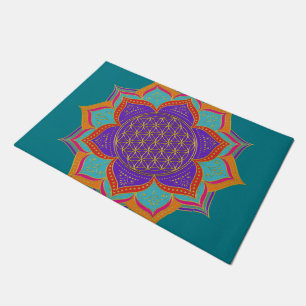 Flower of Life - LOTUS ornaments gold I Doormat