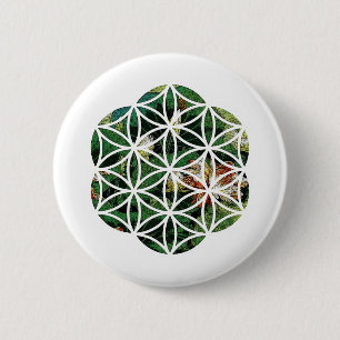 Flower of Life Lotus Painting 6 Cm Round Badge