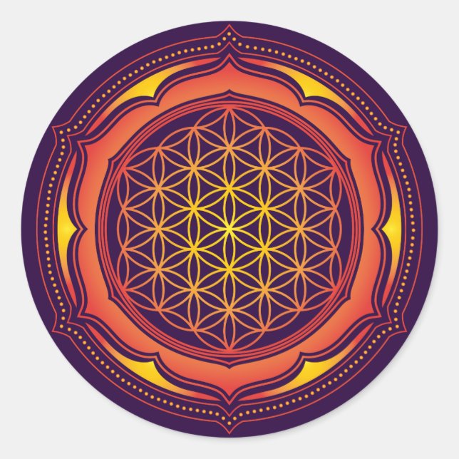 Flower of life, Lotus, Sacred Geometry, Buddhism Classic Round Sticker (Front)
