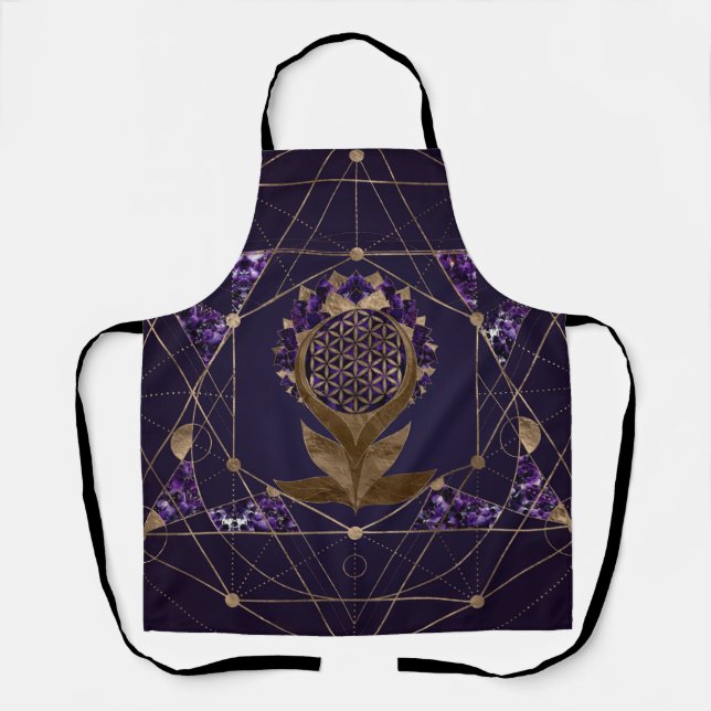 Flower of Life Lotus - Sacred Geometry Ornament Apron (Front)