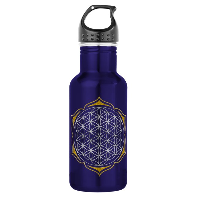 Flower Of Life - Lotus silver gold 532 Ml Water Bottle (Front)