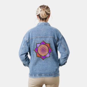 Flower Of Life - Lotus Violet Orange Denim Jacket
