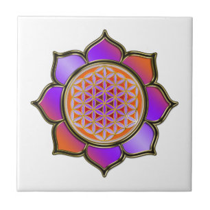 FLOWER OF LIFE - LOTUS violet Tile