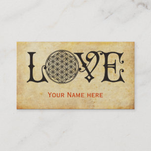 Flower Of Life - LOVE lettering tattoo black Business Card
