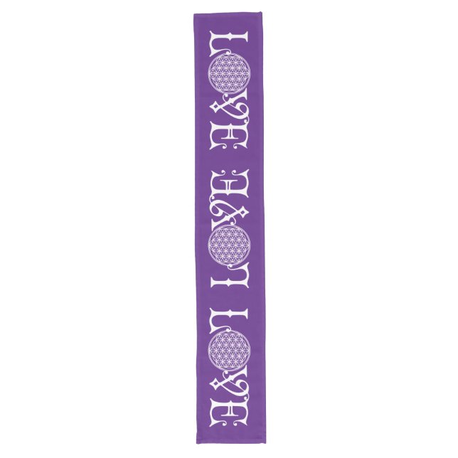 Flower Of Life - LOVE lettering tattoo white Long Table Runner (Front)