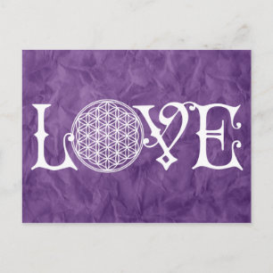 Flower Of Life - LOVE lettering tattoo white Postcard