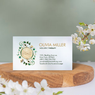 Flower of Life  - Malachite Swirl and Butterflies Business Card