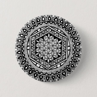 Flower of life mandala 6 cm round badge