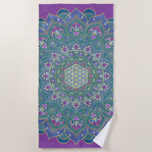 Flower Of Life - Mandala India Style 1 Beach Towel