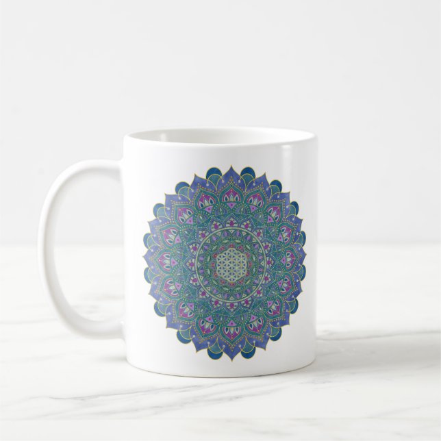 Flower Of Life - Mandala India Style 1 Coffee Mug (Left)