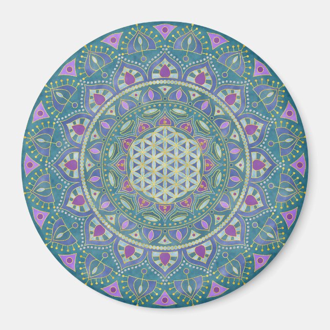Flower Of Life - Mandala India Style 1 Magnet (Front)