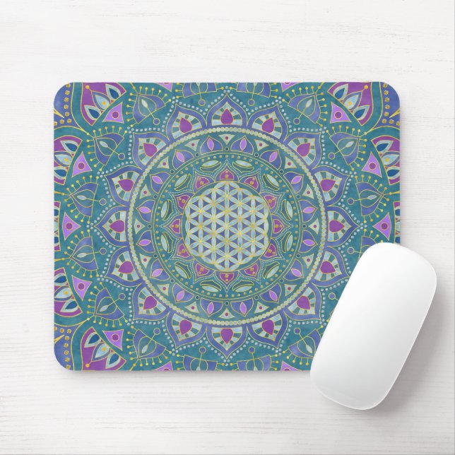Flower Of Life - Mandala India Style 1 Mouse Mat (With Mouse)