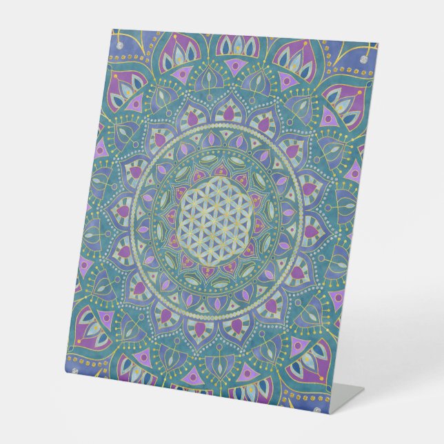 Flower Of Life - Mandala India Style 1 Pedestal Sign (Front)