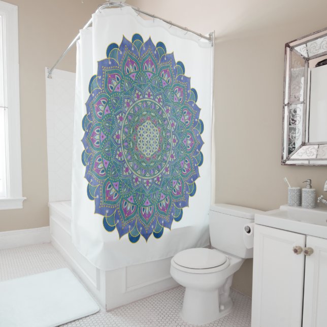 Flower Of Life - Mandala India Style 1 Shower Curtain (In Situ)
