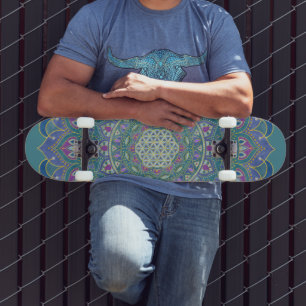 Flower Of Life - Mandala India Style 1 Skateboard