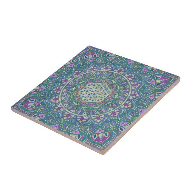 Flower Of Life - Mandala India Style 1 Tile (Side)