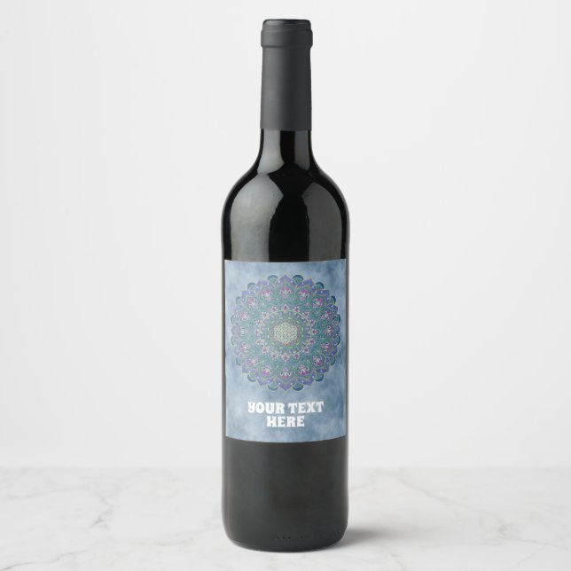 Flower Of Life - Mandala India Style 1 Wine Label (Front)