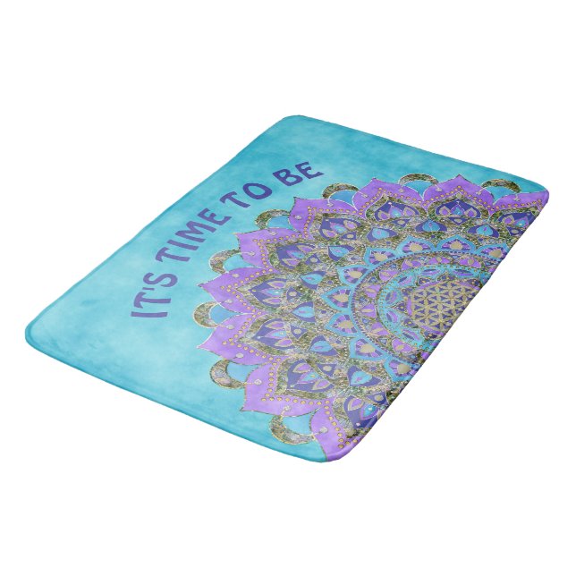 Flower Of Life - Mandala India Style 2 Bath Mat (Angled)