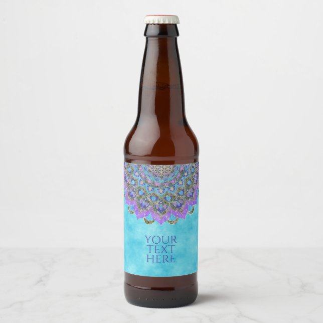 Flower Of Life - Mandala India Style 2 Beer Bottle Label (Front)