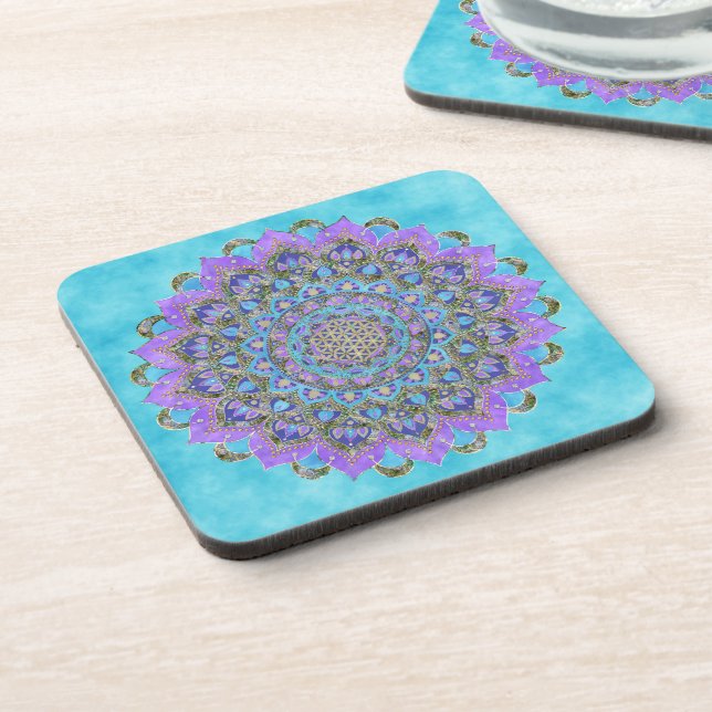 Flower Of Life - Mandala India Style 2 Coaster (Left Side)