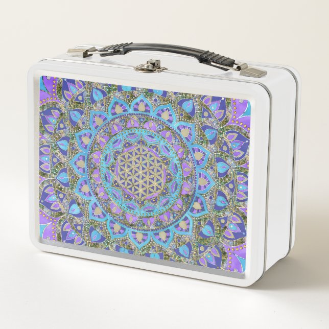 Flower Of Life - Mandala India Style 2 Metal Lunch Box (Front)
