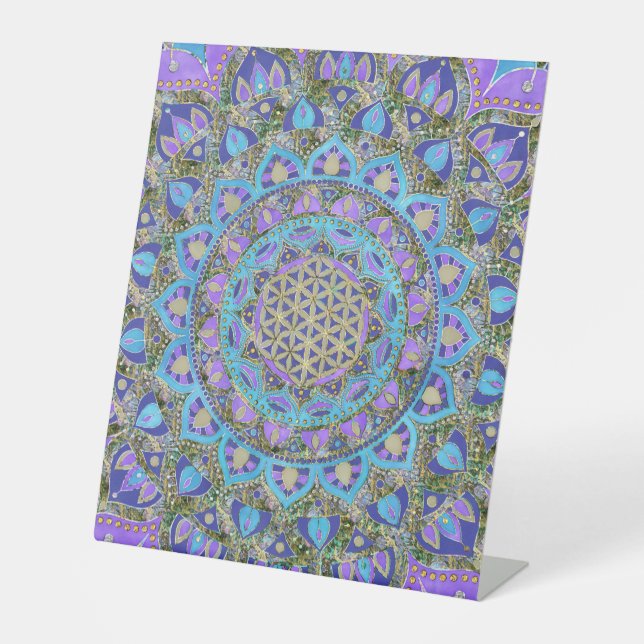 Flower Of Life - Mandala India Style 2 Pedestal Sign (Front)