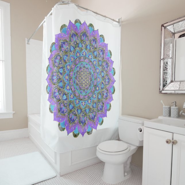 Flower Of Life - Mandala India Style 2 Shower Curtain (In Situ)