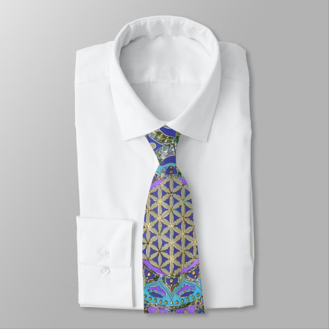 Flower Of Life - Mandala India Style 2 Tie (Tied)