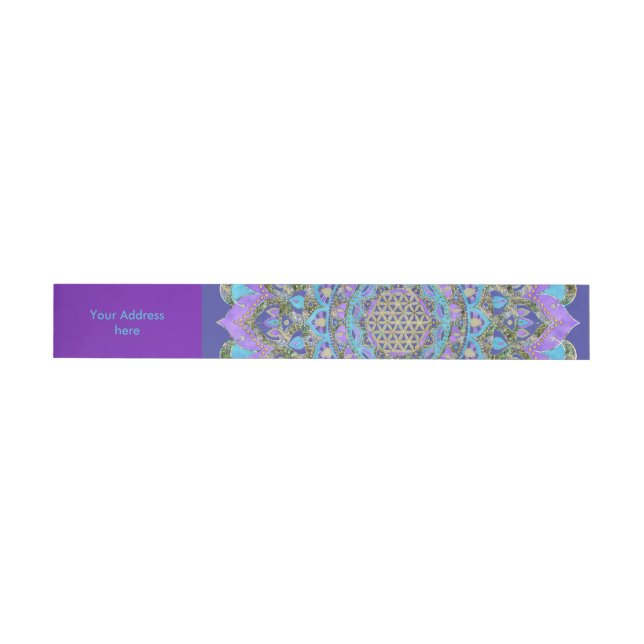 Flower Of Life - Mandala India Style 2 Wraparound Address Label (Individual)