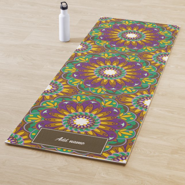 Flower of life Mandala pattern retro custom name Yoga Mat (In Situ)