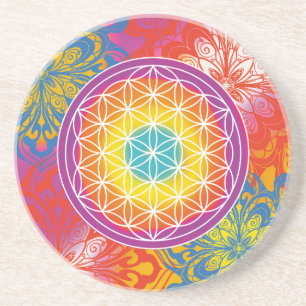 Flower of life mandala zen coaster