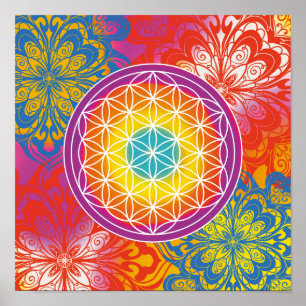 Flower of life mandala zen poster