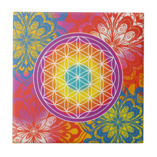 Flower of life mandala zen tile