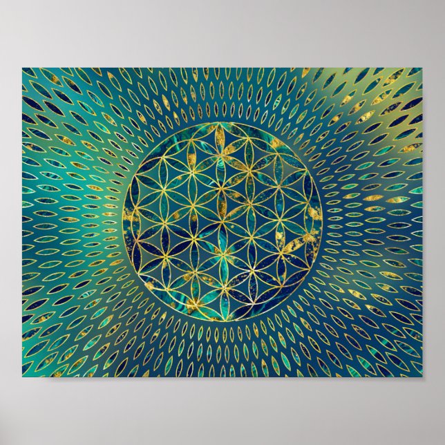 Flower of life Marble and gold Poster (Front)